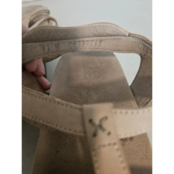 SAS Tripad Comfort Sorrento Linen Ivory Beige Leather Strappy Sandals Size 11 - Picture 8 of 8